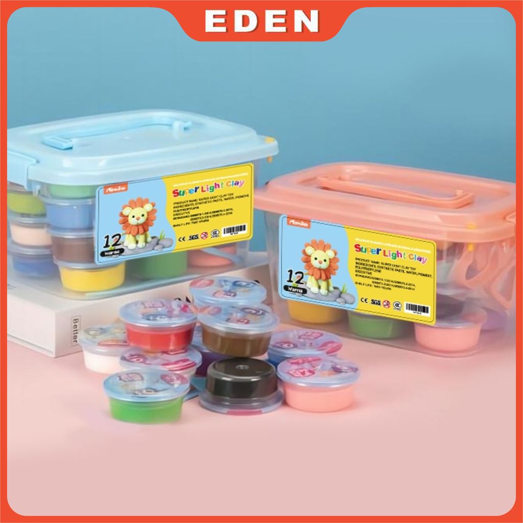 Eden -  Kotak Hadiah Mainan Clay Isi 12 Pcs Clay Warna Warni Mainan Edukasi Anak Hadiah Anak