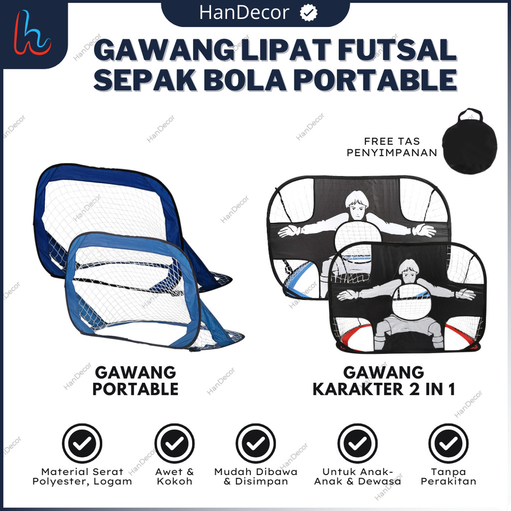 Gawang Futsal Mini Portable | Soocer Goal Football | Gawang Sepak Bola Lipat