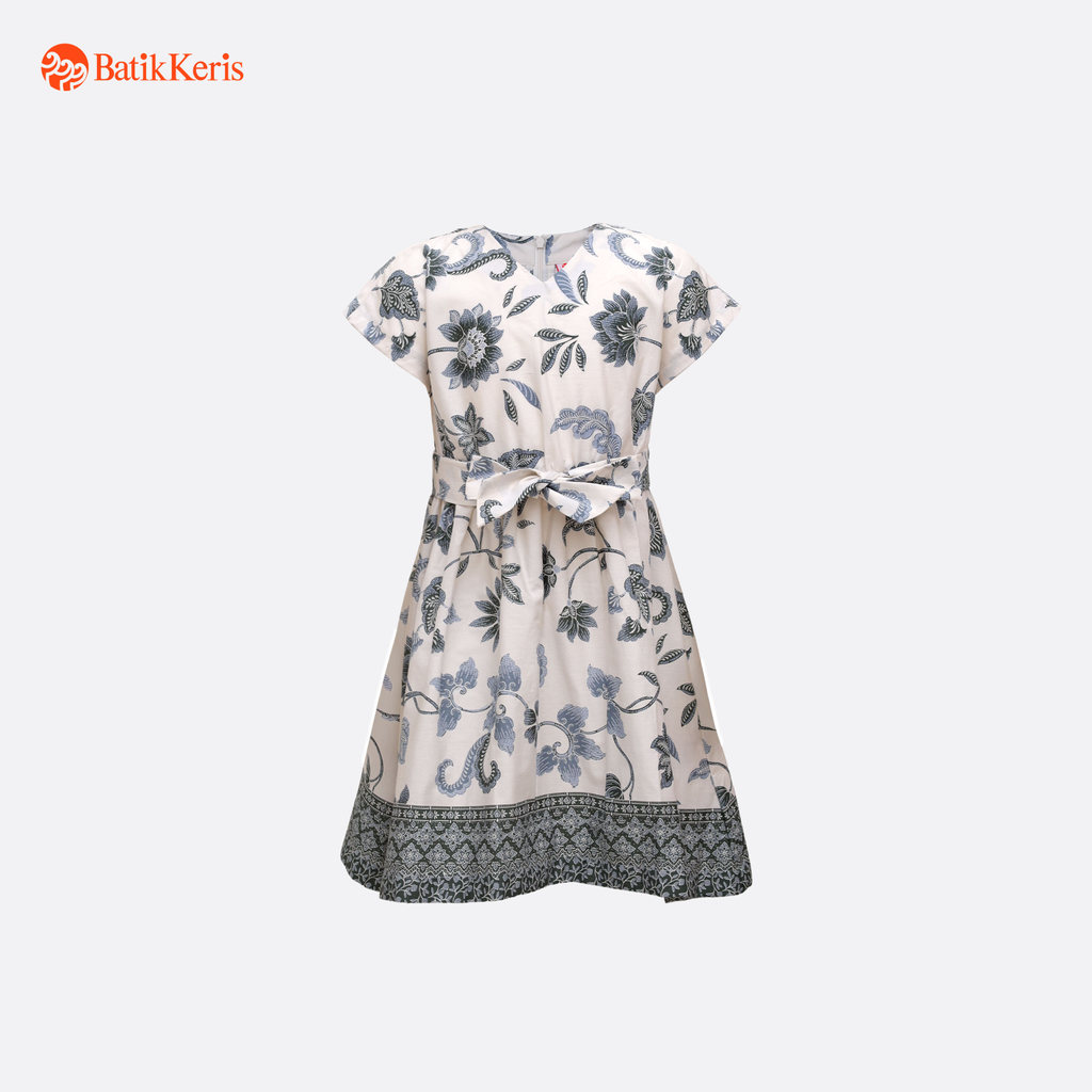 Batik Keris Dress Anak Lengan Setail Sabuk Motif Laras Nirmala – Sage Green