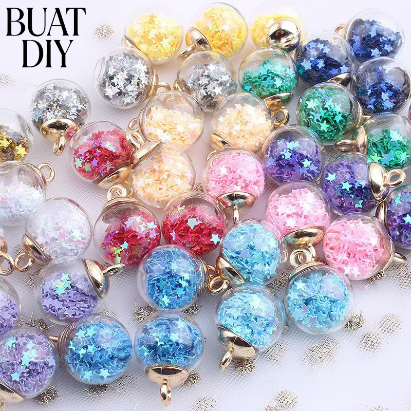 1PCS/ Bandul Manik Bola BINTANG STARS gantungan 16mm Liontin Bola Kaca Bintang / Liontin Kalung Gela