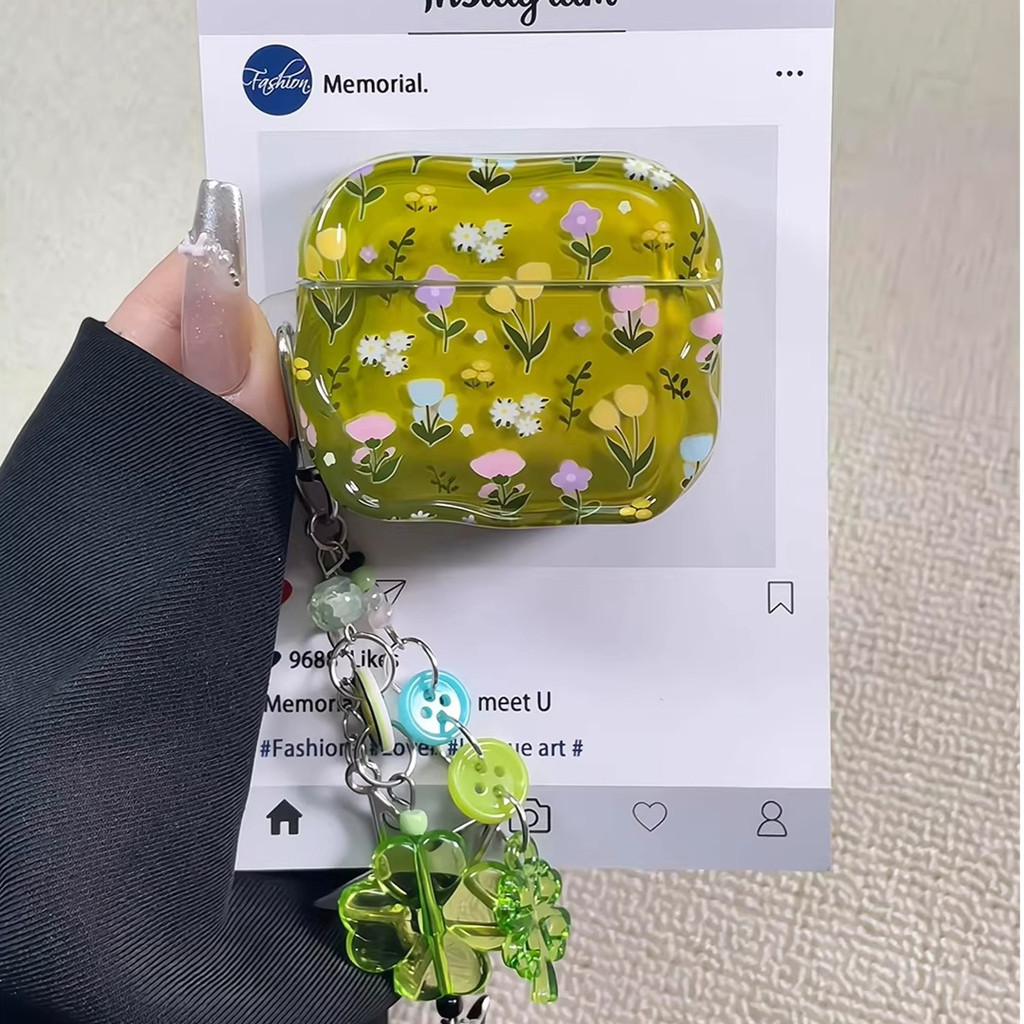 Awal musim semi angin lembut baru aplikasi bunga kecil casing earphone AirPods generasi ke-4 AirPods