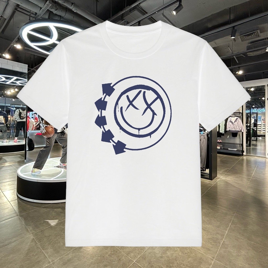 Kaos Blink 182 Smiley Grunge Aesthetic Baju Kaos Musik Rock Streetwear Hitam Distro Vintage Keren Si