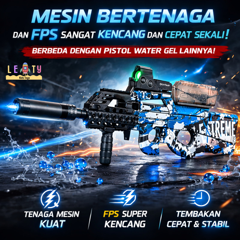 Mainan Anak Laki Laki Water Gel Blaster P90 Otomatis Elektrik Water Gell Ukuran Jumbo Fast FPS SNI