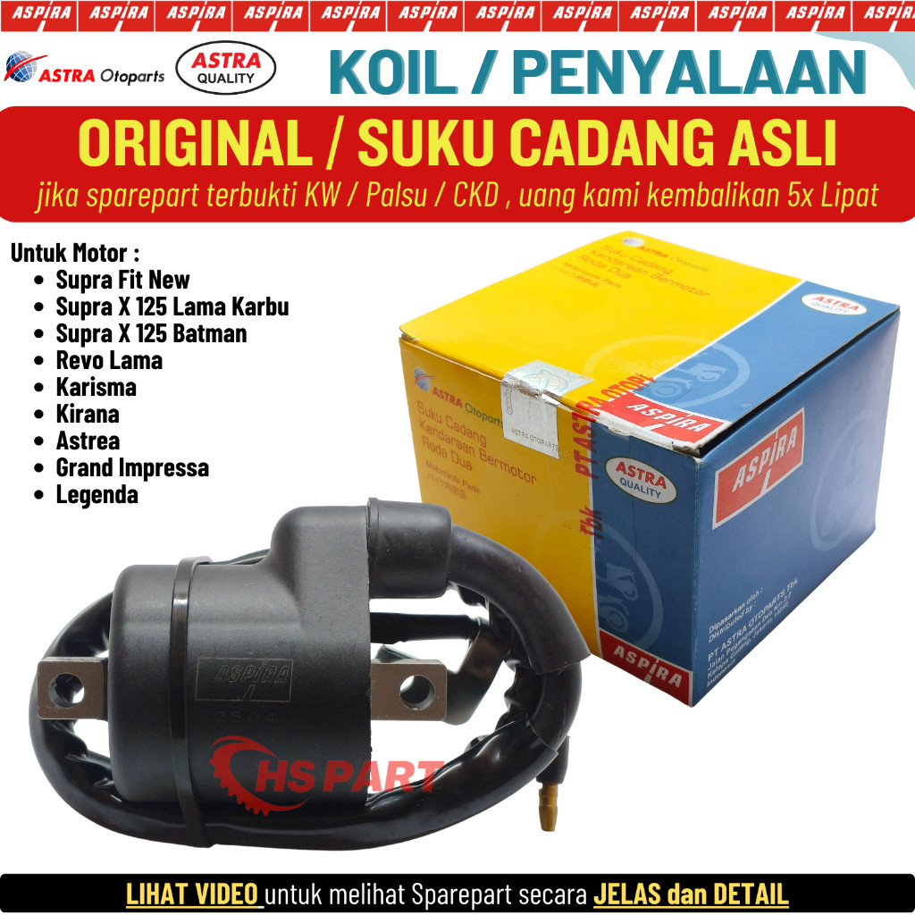 Koil Coil Pengapian Supra X 125 Karbu Batman Original Aspira 100%