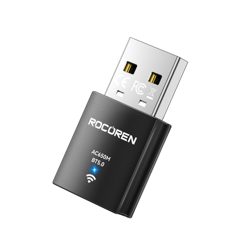 Rocoren Mini Wifi Bluetooth 2 in 1 USB Wireless Adapter Bluetooth 5.0 Wireless Transmission for PC L