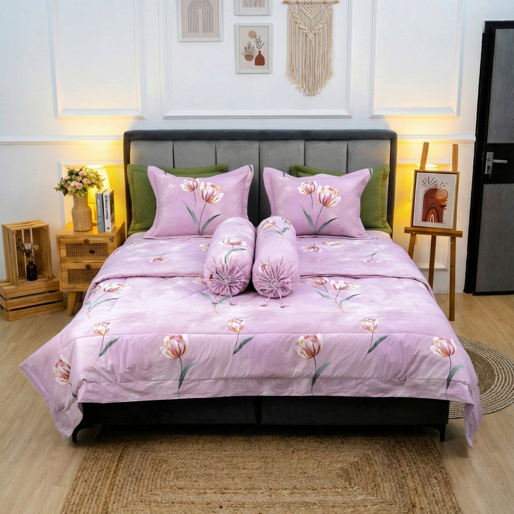 SORAYA BEDSHEET - Set Bedcover Sprei Katun Jepang Premium King Size180x200 Dessain Aesthetic Motif B