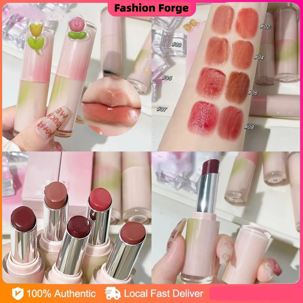 Lipstik USLIKE Mirror Melembabkan Bibir Sehalus Kaca, Lipstik Tahan Lama yang Tidak Mudah Pudar