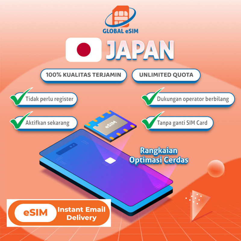Globalesim eSIM Japan Unlimited Kuota Extra Data Internet | eSIM Jepang Kuota Besar Langsung Aktif |