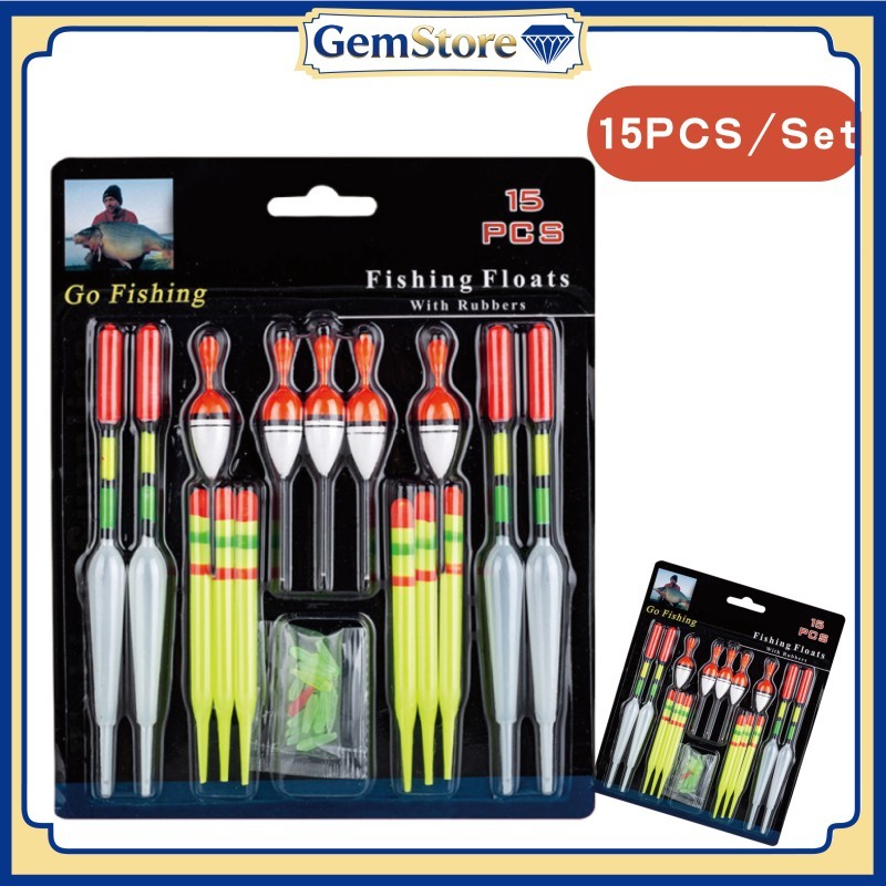 Kumbul Luminous Anti Badai 15PCS Set Pelampung Pancing Bersinar Untuk Mancing Dimalam Hari