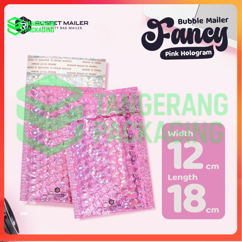 Amplop Bubble Mailer Hologram Pink 12x18 Envelope Bubble Wrap Rusfet