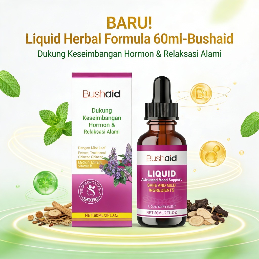 Liquid Herbal Formula Mint Vitamin B1 Dukung Keseimbangan Hormon Relaksasi 60ml LY32510