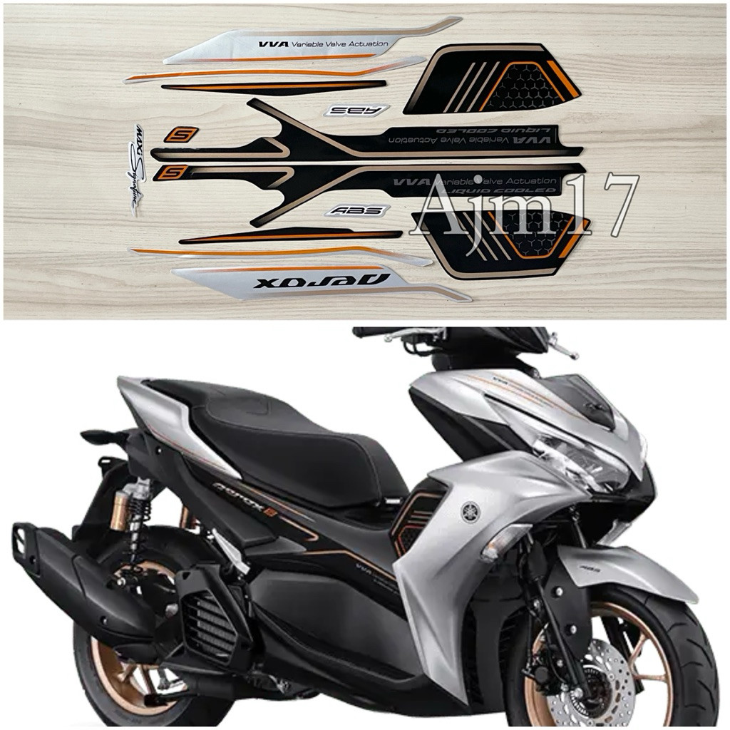 COD STIKER STRIPING MOTOR AEROX S ABS 2023 SILVER GOLD KUALITAS TERBAIK