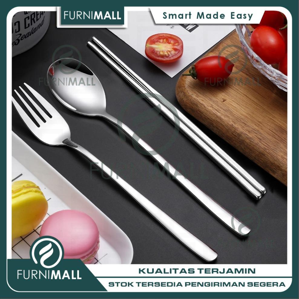 FURNIMALL Set Alat Makan Gaya Korea untuk Rumah Minimalis Tampilan Meja Lebih Estetik Sendok Garpu S