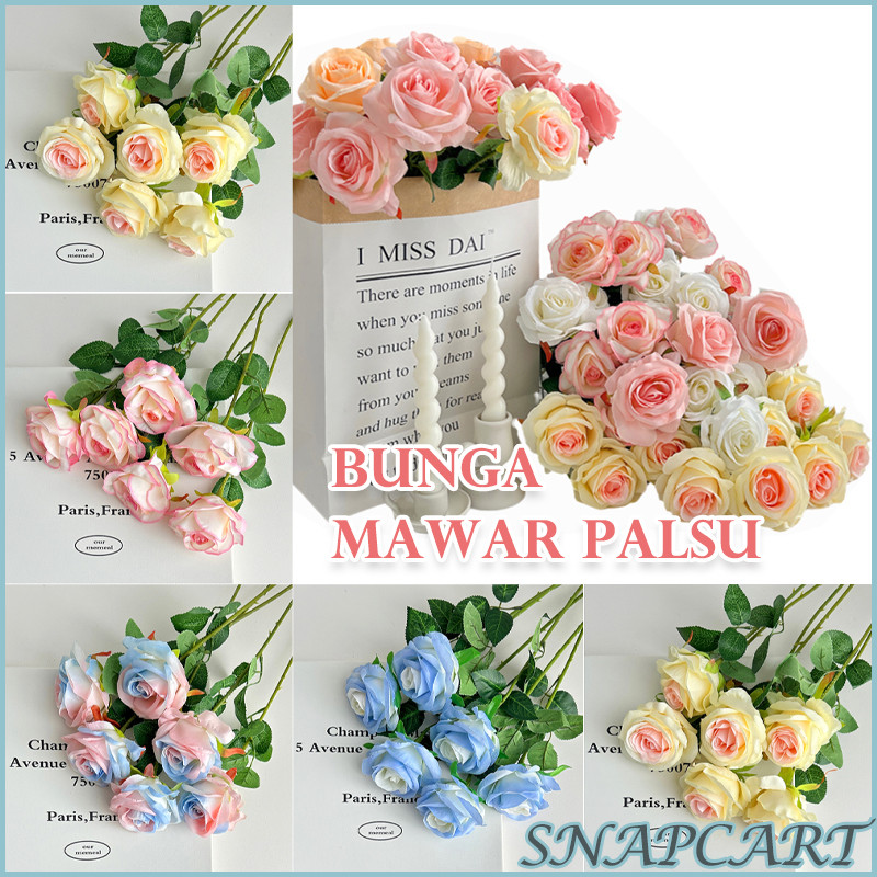 Bunga Mawar Palsu/Tangkai Rose Premium Bunga Hias Dekorasi Bunga Mawar