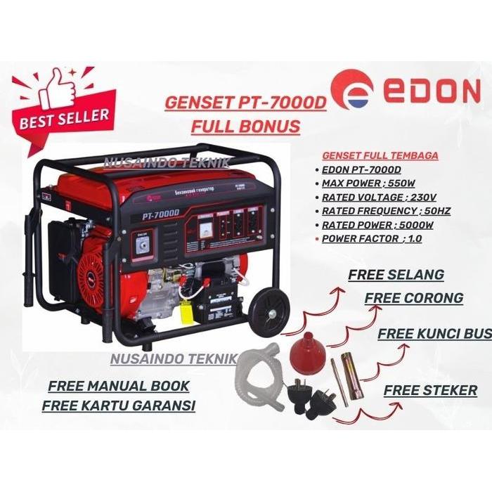 GENSET 5500 WATT Genset gasoline Diesel 5500 watt EDON PT-7000D 4 Tak