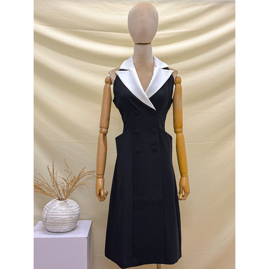 Laudofficial Adhara Dress /Midi Dress Formal Wanita V-neck Tanpa Lengan