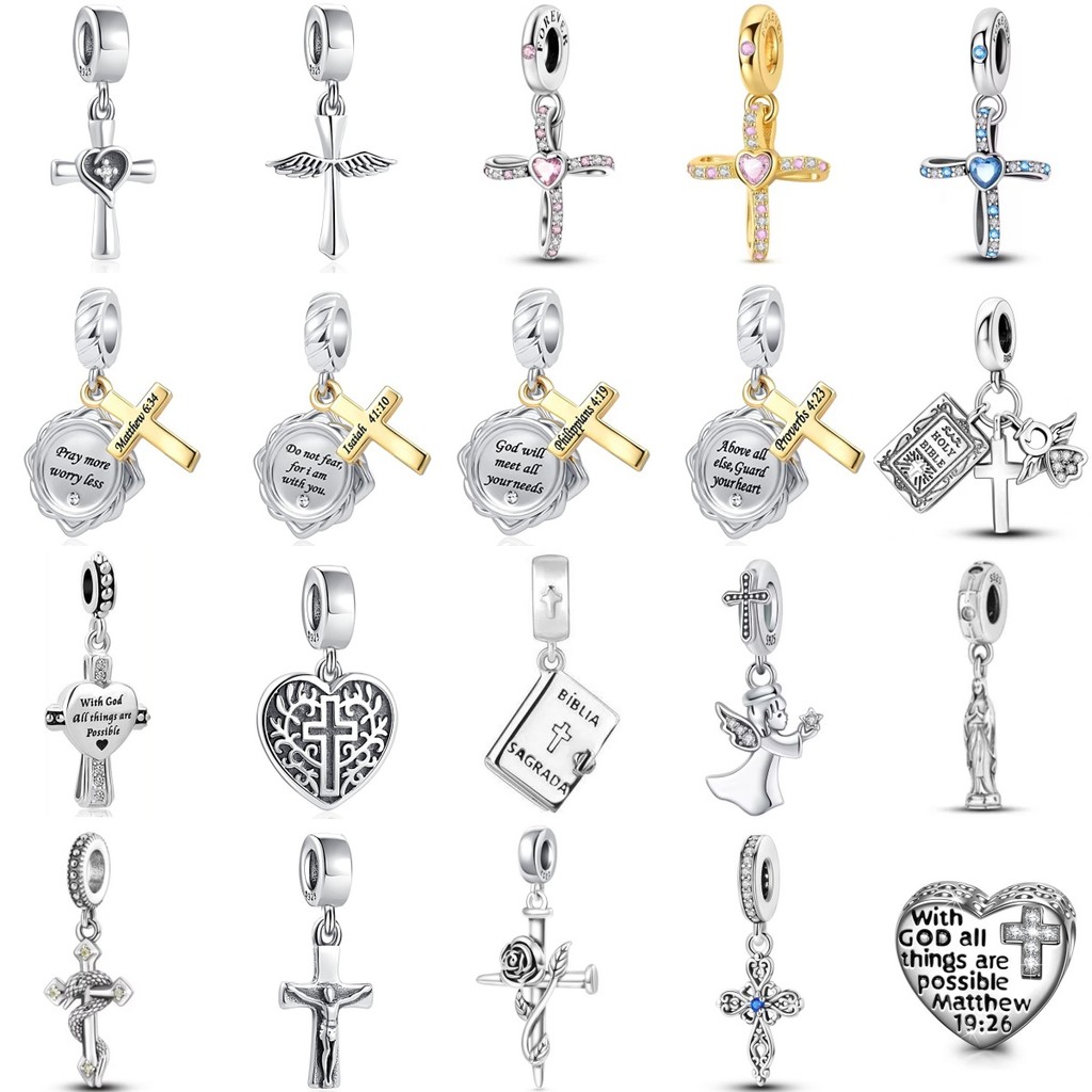 2026 925 Silver New Cross series Bible Angel Holy Mother Pent Beads Fit Original Bracelet Y Jewelry 