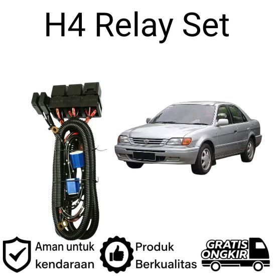 AM Relay Set Lampu Utama LED H4  Mobil Toyota Soluna