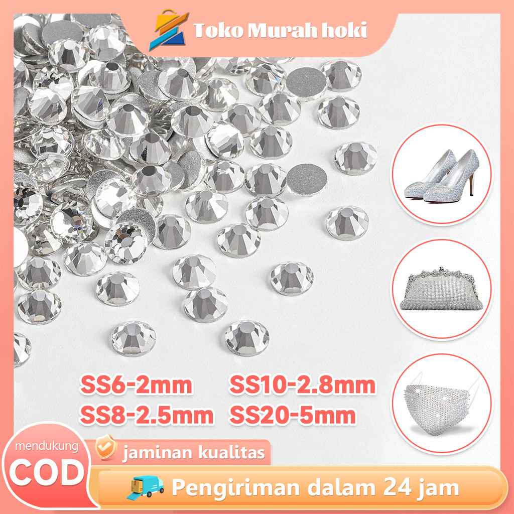 Flatback Rhinestone 1440pcs Kristal Putih SS6 SS8 SS10 SS20 Payet Rhinestone Serbaguna