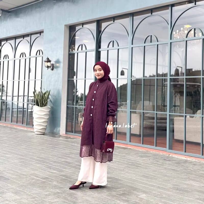 ALUNA LONG TUNIK BUSUI FRIENDLY TUNIK BROKAT-ATASAN WANITA