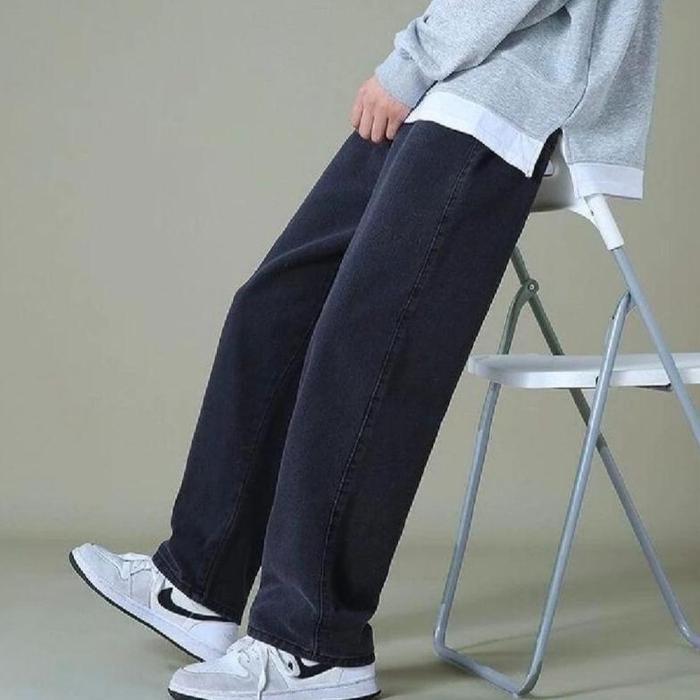 Celana Jeans Kulot Pria Beggy Jeans Gombrang Korean Style-lose beggy jeans pria - Hitam, 27