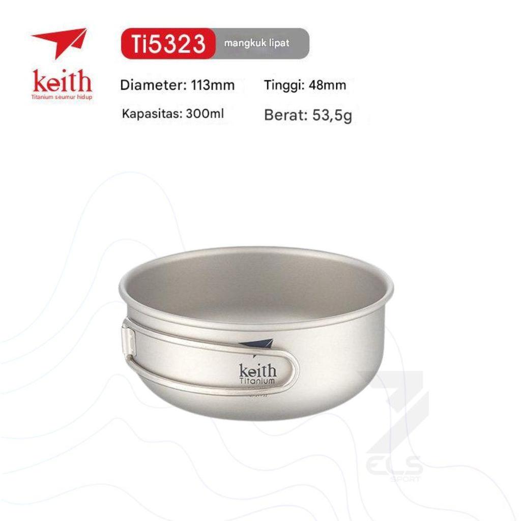 Keith Titanium mangkuk Lipat Ultralight - Nesting alat masak camping Ultralight Titanium