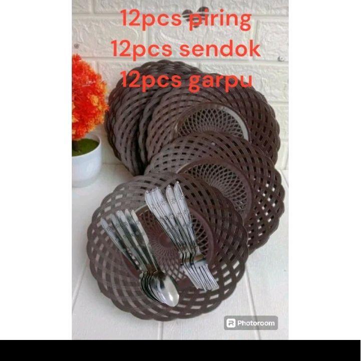 1LUSIN PIRING ROTAN PLASTIK (12pcs)perlusin kitchenwere