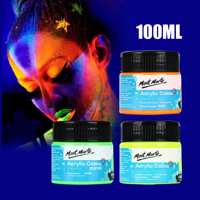 Cat Akrilik Cat Glow In The Dark 100ml Luminous Paint Menyala Untuk Kain Canvas Kulit
