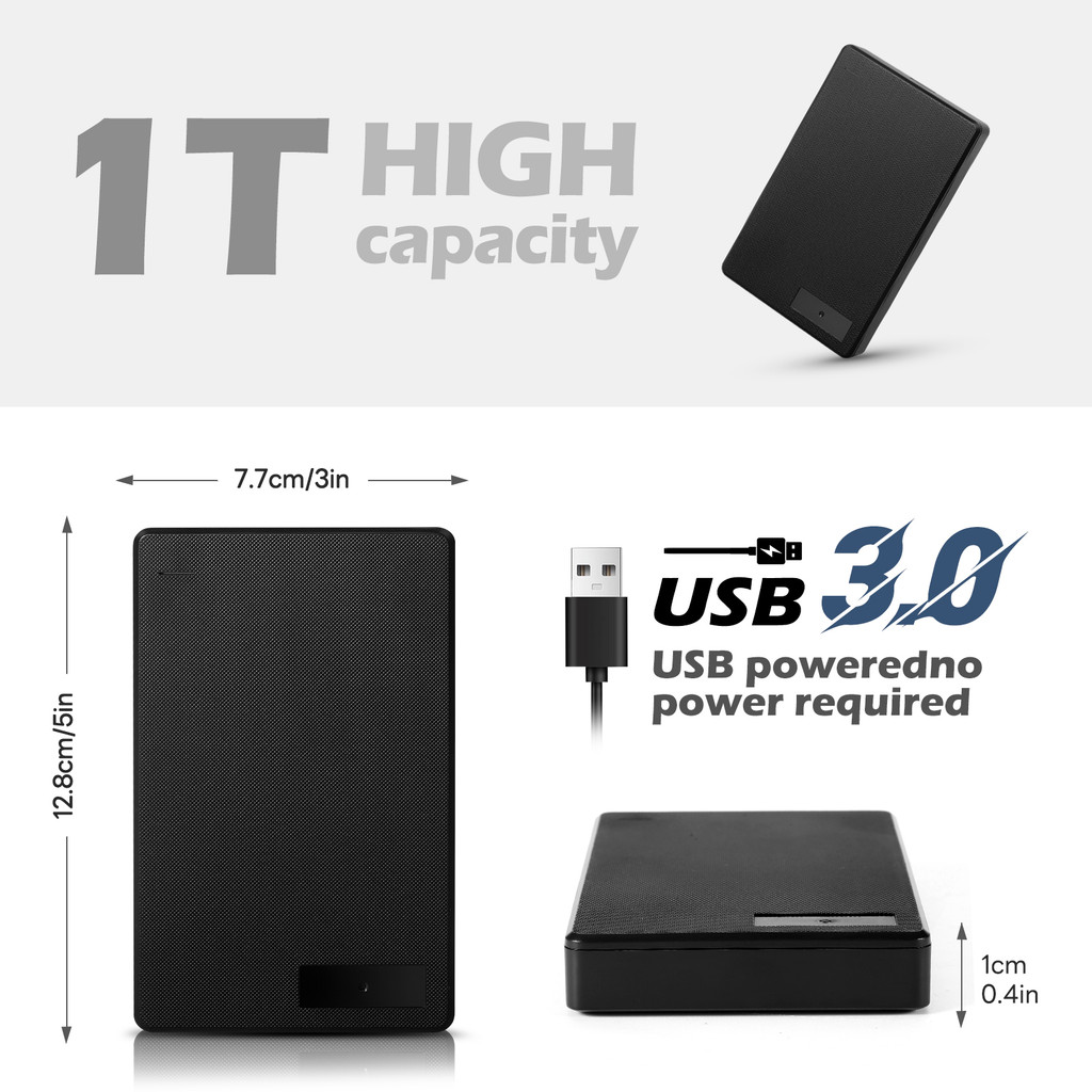 Portable External HD Hard Drive, 1TB,2TB, 4TB,5TB, HDD Memory, USB3.0, High Speed Flash Drive for La