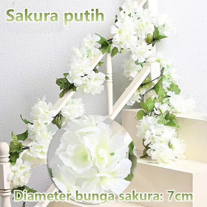 Bunga Gantung Wisteria Sulur Panjang 1m Rambat Rose Rambat Juntai Sakura Cherry Blossom Blosom  Pot 