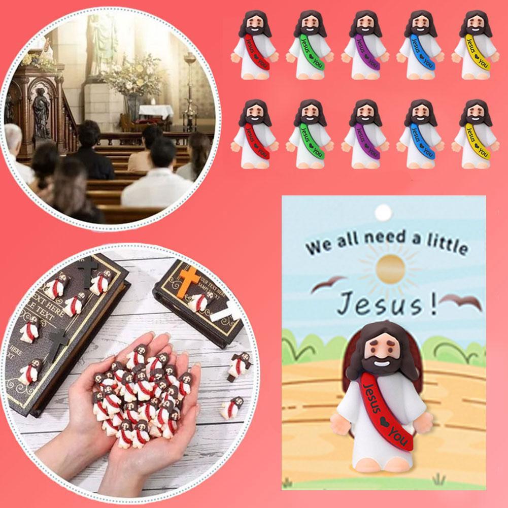 203Pcs Jesus Toys Mini Jesus Figurine Religious Party Favors Jesus Loves You School Craft Baptism Gi
