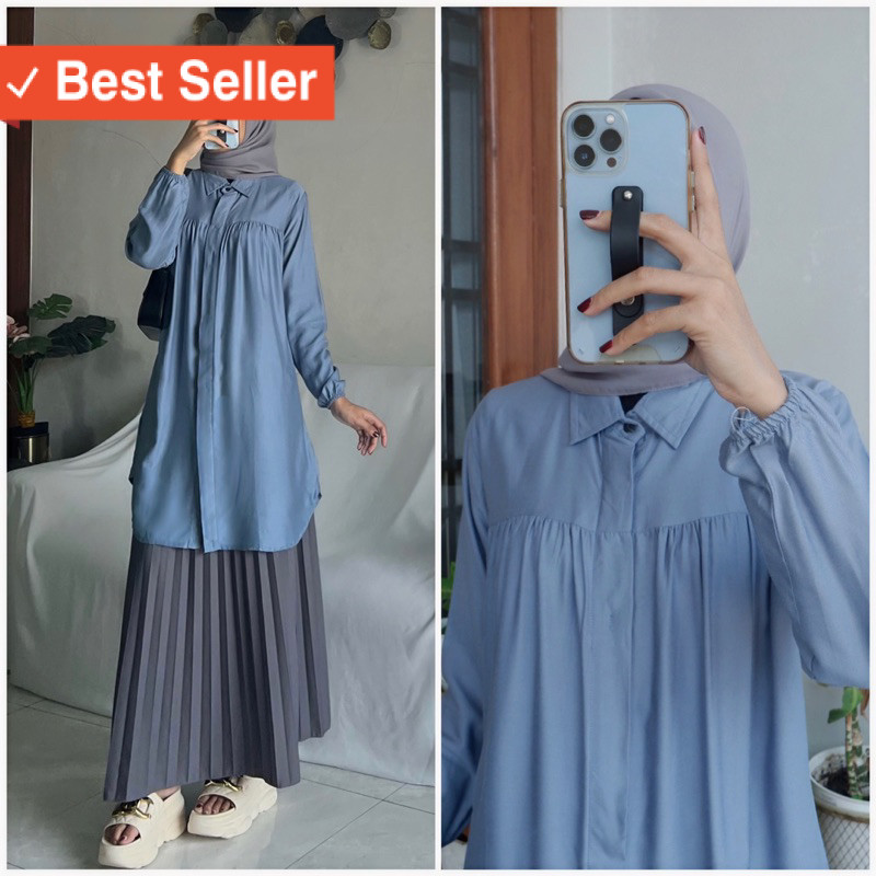 Fashion Muslim Tunik Wanita Keren Modern / ALIDA Tunik Wanita Katun Rayon Twill - Nyaman Dipakai, Le
