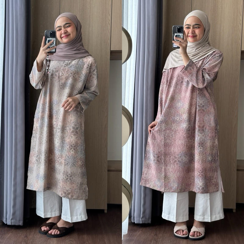 EXOGUNAR Outerres - MOIRA TUNIK | Atasan Tunik Lebaran Bordir Motif Polos Wanita