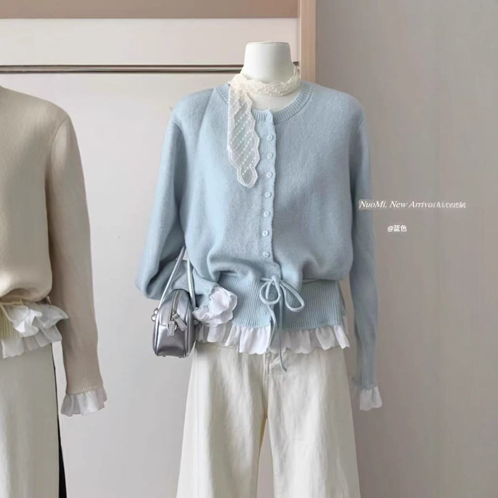 Sweater renda manis Korea, sweater renda, sweater renda