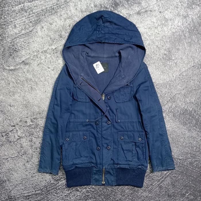 Jaket long parka MOUSSY navy tebal murah size m