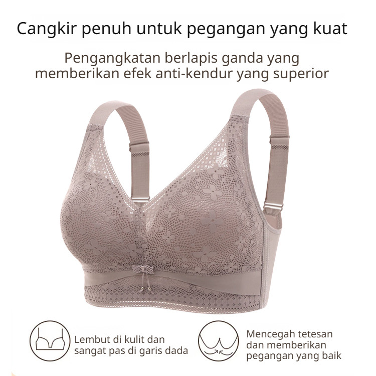 Nyaman & Minimizer Instan  YH Bra Minimizer Rajut Rendah Adjustable - Bra Penyangga Payudara Besar/M