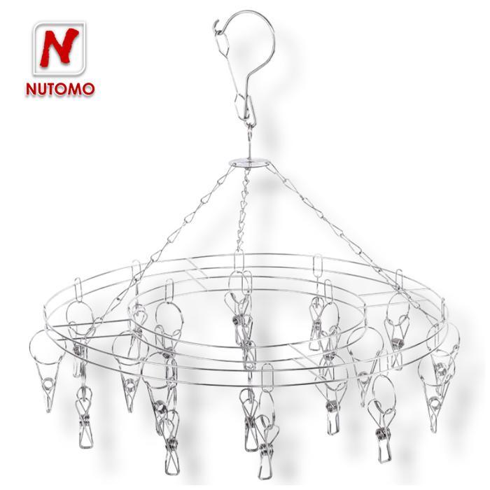 Gantungan Jemuran Baju Hanger 20 Jepit Stainless Bulat dan Persegi ~ Jemur Kaos Kaki CD Bra Pakaian 