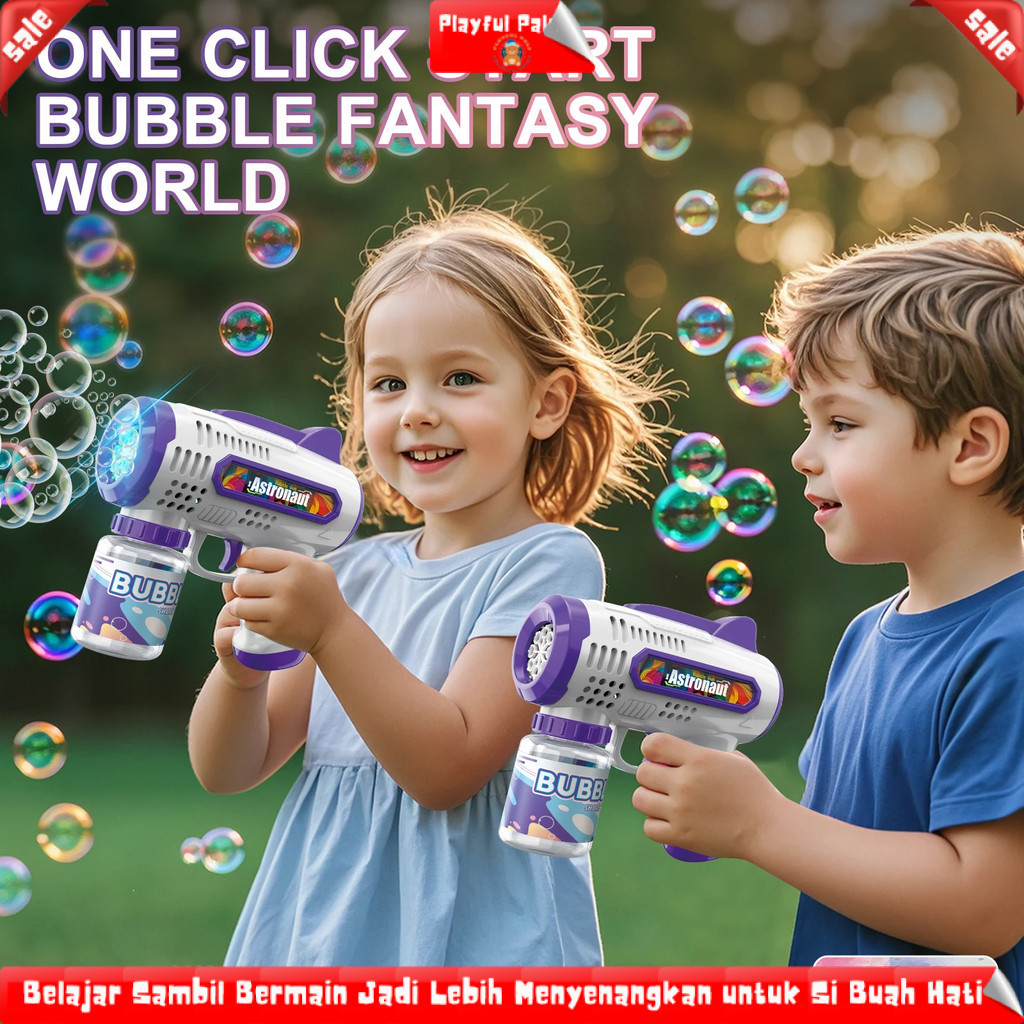 Mainan Tembak-Tembakan Bubblegun Astronot Untuk Anak-Anak Otomatis / Mainan Anak Tembakan Balon Sabu