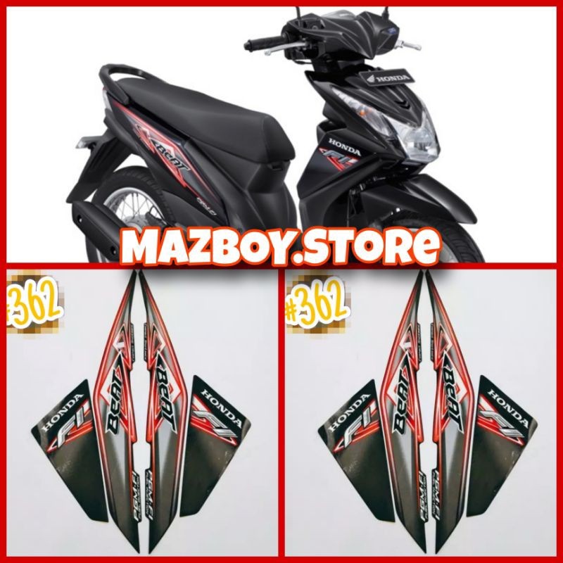 Striping / Striker Beat Fi Hitam Corak Merah Tahun 2013 || Striping Beat Fi Hitam Merah 2013