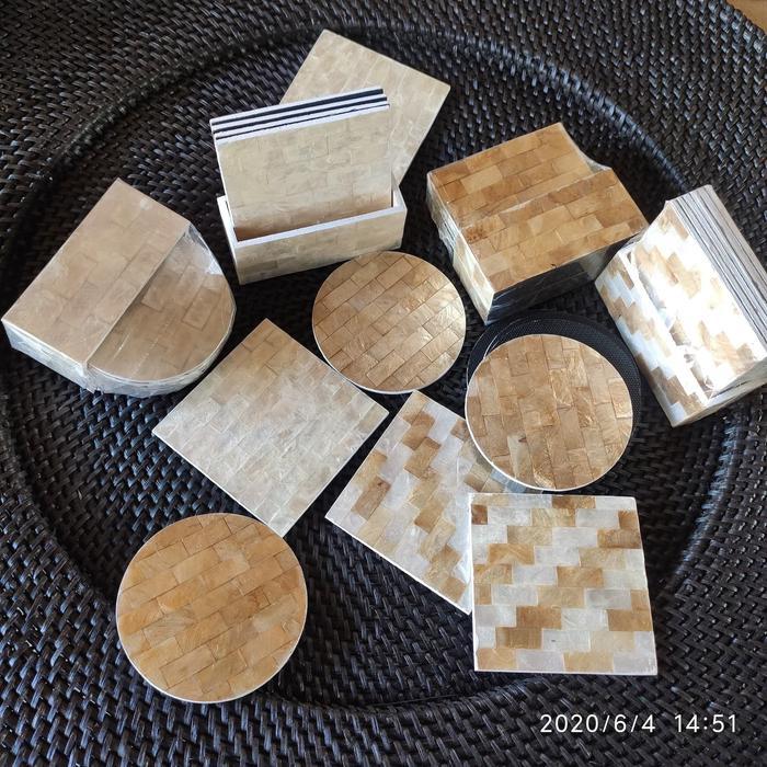 coaster kerang/tatakan gelas/glass coaster kerang kualitas export63