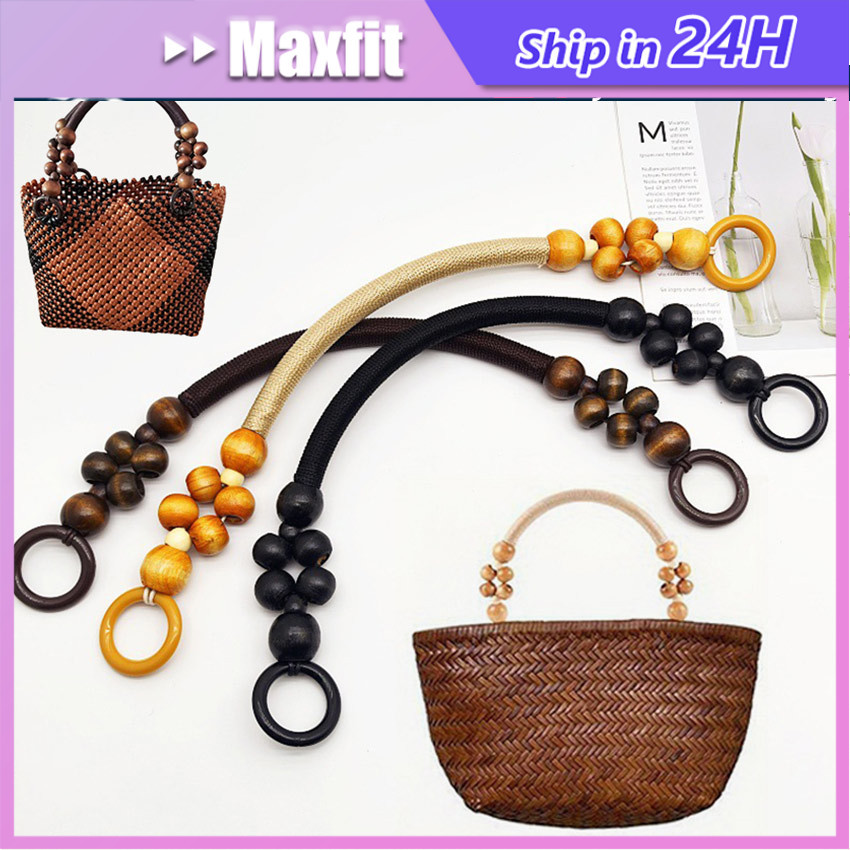 Gagang Kayu/Handle Tas Anggur Rajutan / Gagang Tas Kayu Anggur / Pegangan Tas Manik-Manik Kayu - Aks