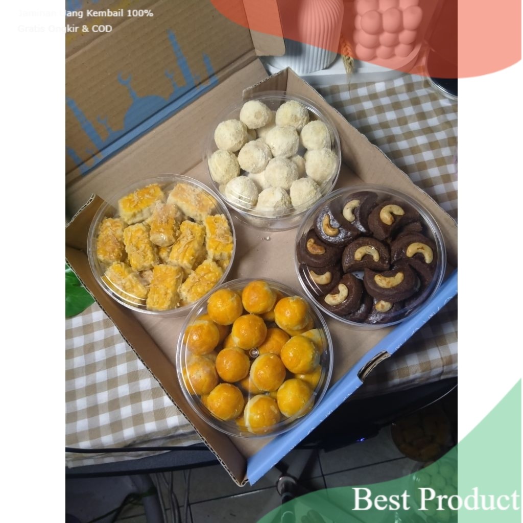 Paket hampers lebaran,kue kering,box isi 4 toples 250gr,/ TERLARIS TERBARU TERKINI asli
