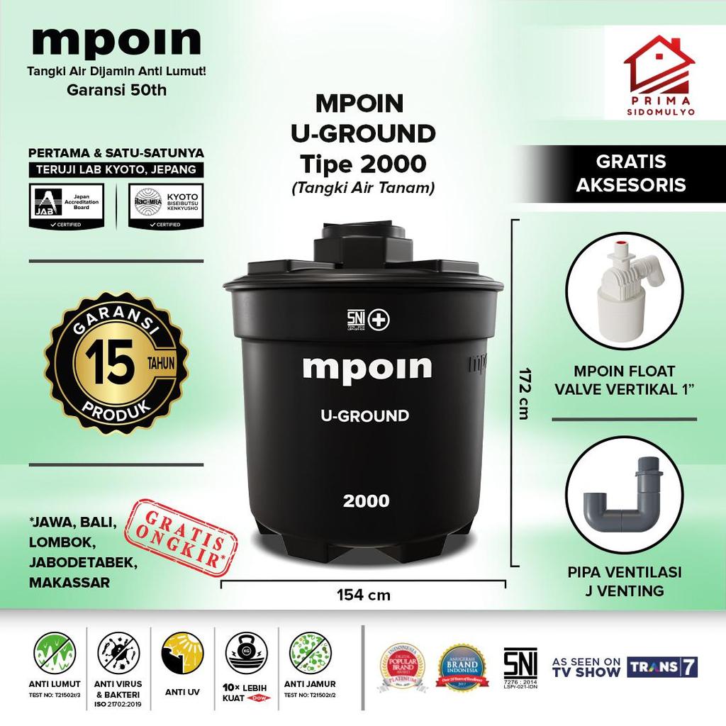 TANGKI AIR MPOIN 2000 L U-GROUND ANTI VIRUS ANTI BAKTERI