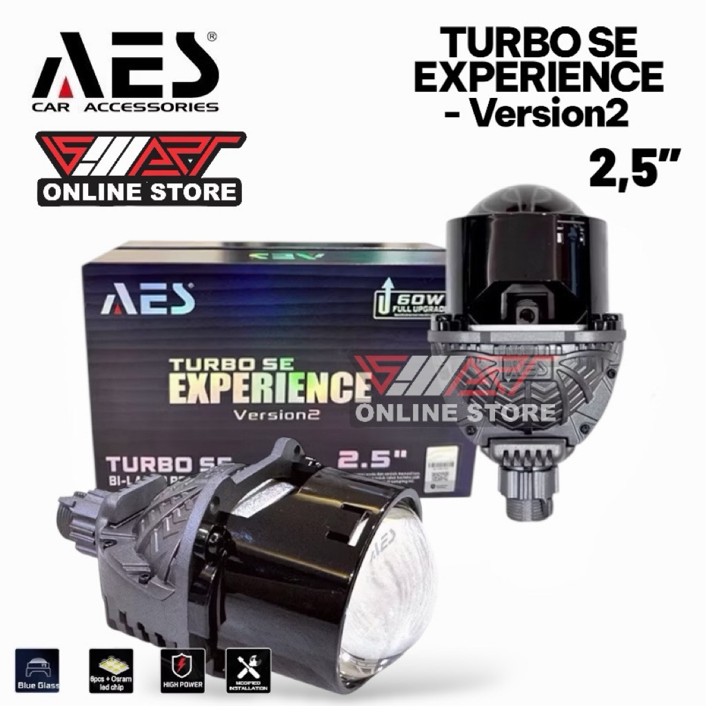 LAMPU BILED Projector BULLAES AES TURBO SE Experience V2 2.5 Inch Version 2 Double Emitter 60 WATT