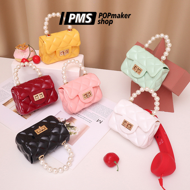 POPMAKER SHOP Tas Mini Jelly Glossy T101 Rubber Bag Korea Import - Real Picture, Bahan PVC Lembut Gl