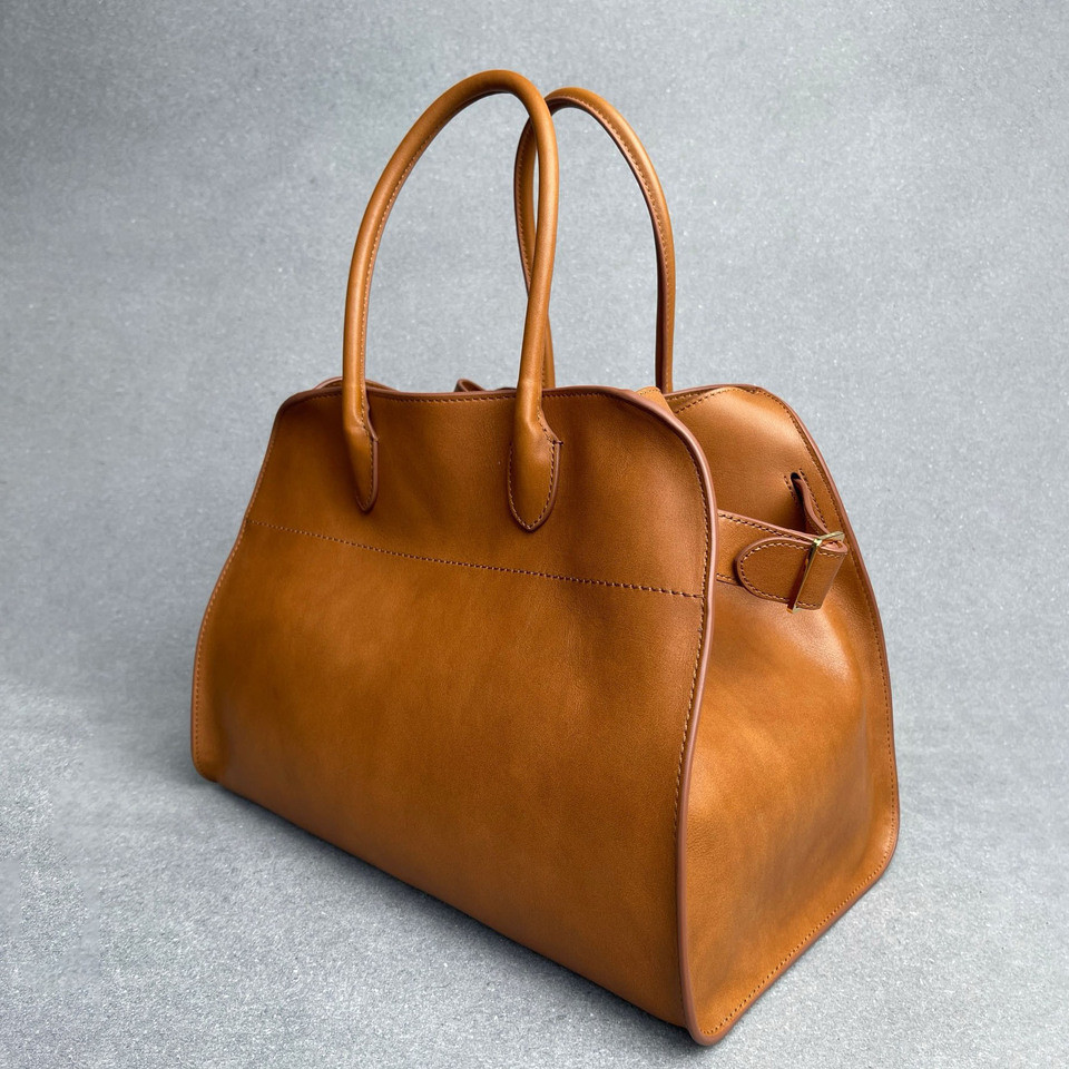 Large Capacity Genuine Leather Margaux15 Tote Bag Urban Simple Style Commuter Women's Handbag Soft P