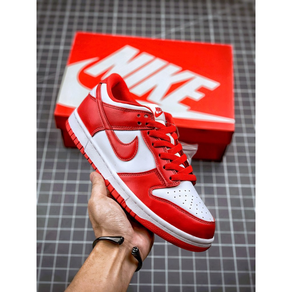 Sepatu Nike Dunk Low Retro Pria Wanita Putih Merah Retro Sneakers