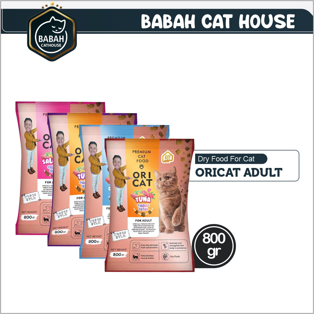 800gr ORI CAT ADULT DRY FOOD tuna salmon & chicken makanan kucing kering dewasa ekonomis hair and sk