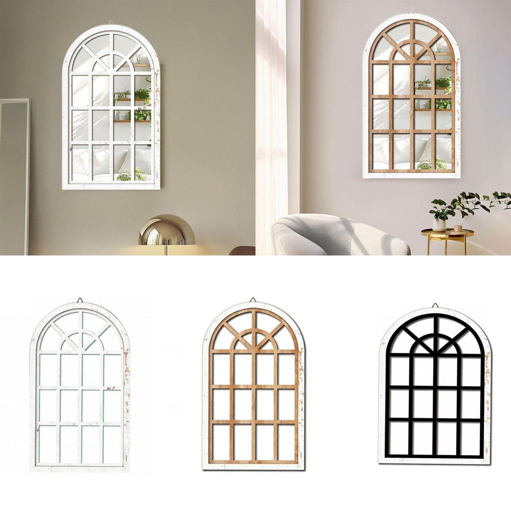 Arched Window Wall Mirror Wall Art Window Pane Mirror Decorative Wall Mirror for Vanity