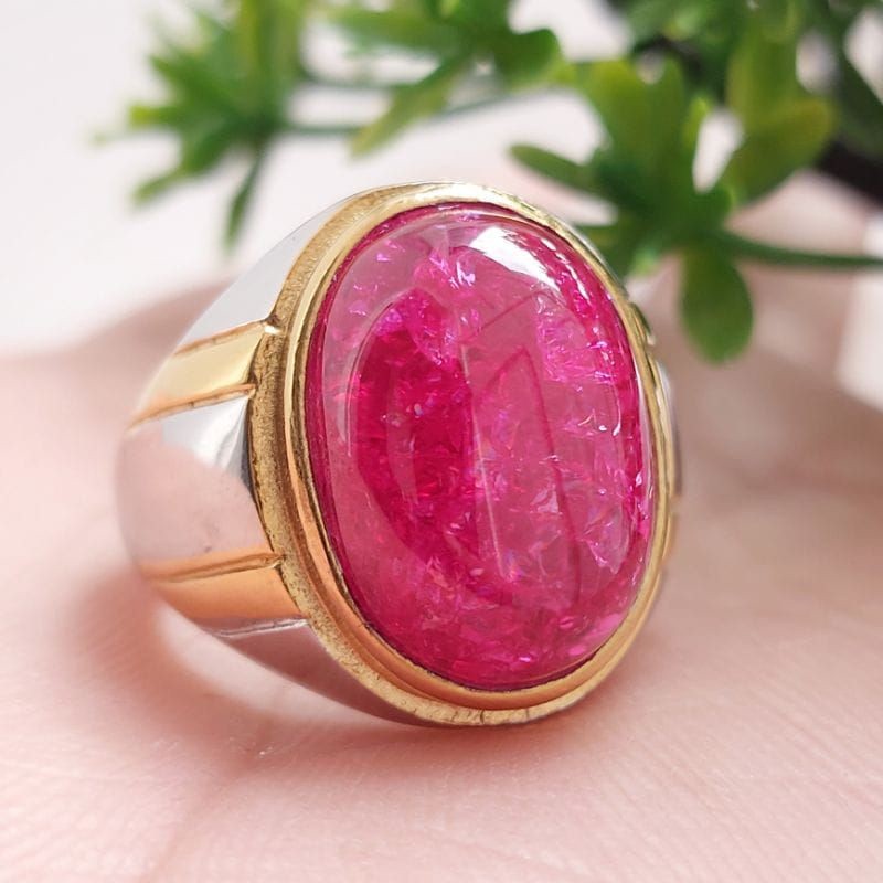 CINCIN BATU AKIK MERAH SIAM PECAH SERIBU ORIGINAL BANGKOK SIAP PAKAI